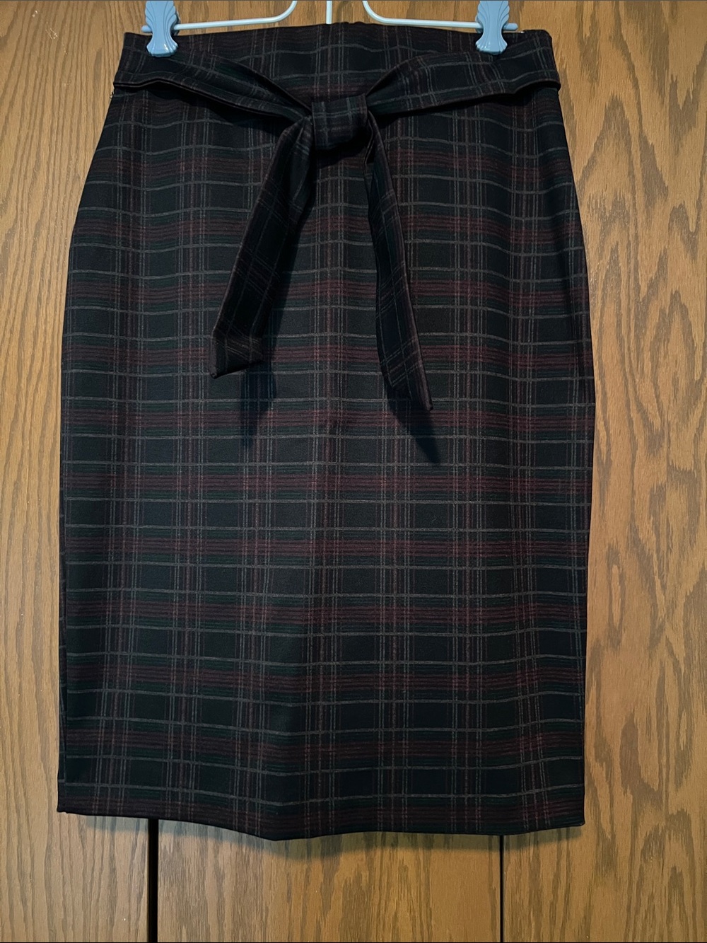 Jules & Leopold Black Plaid Pencil Skirt with Tie Waist